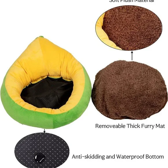 Hey Paws Avocado Dog Cat Bed With Soft Removable Pillow for Small Pets - Picture 5 of 7